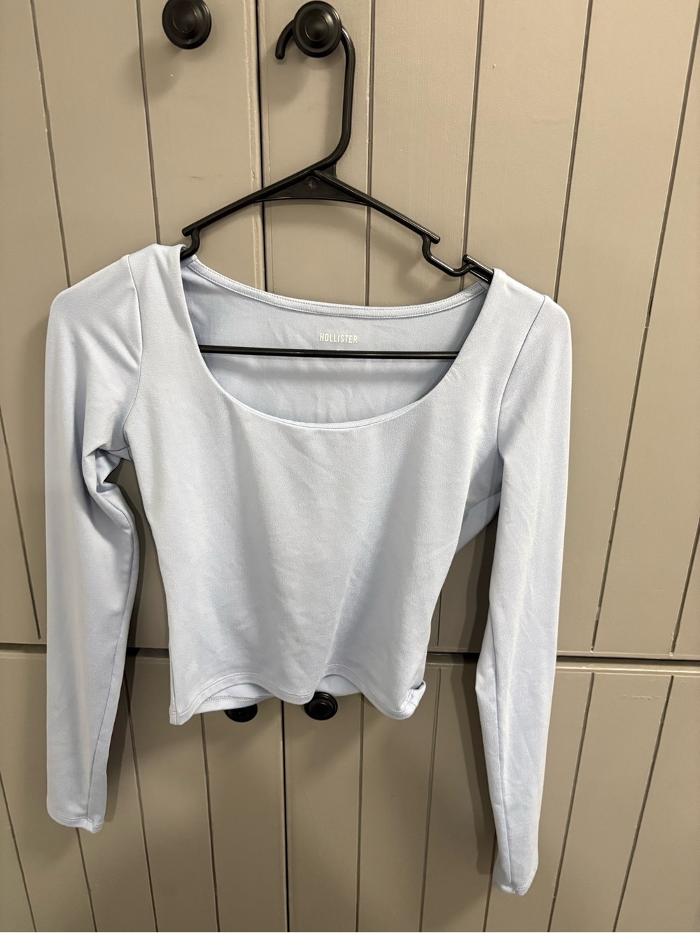 Hollister Light Blue Scoop Neck Long Sleeve Top